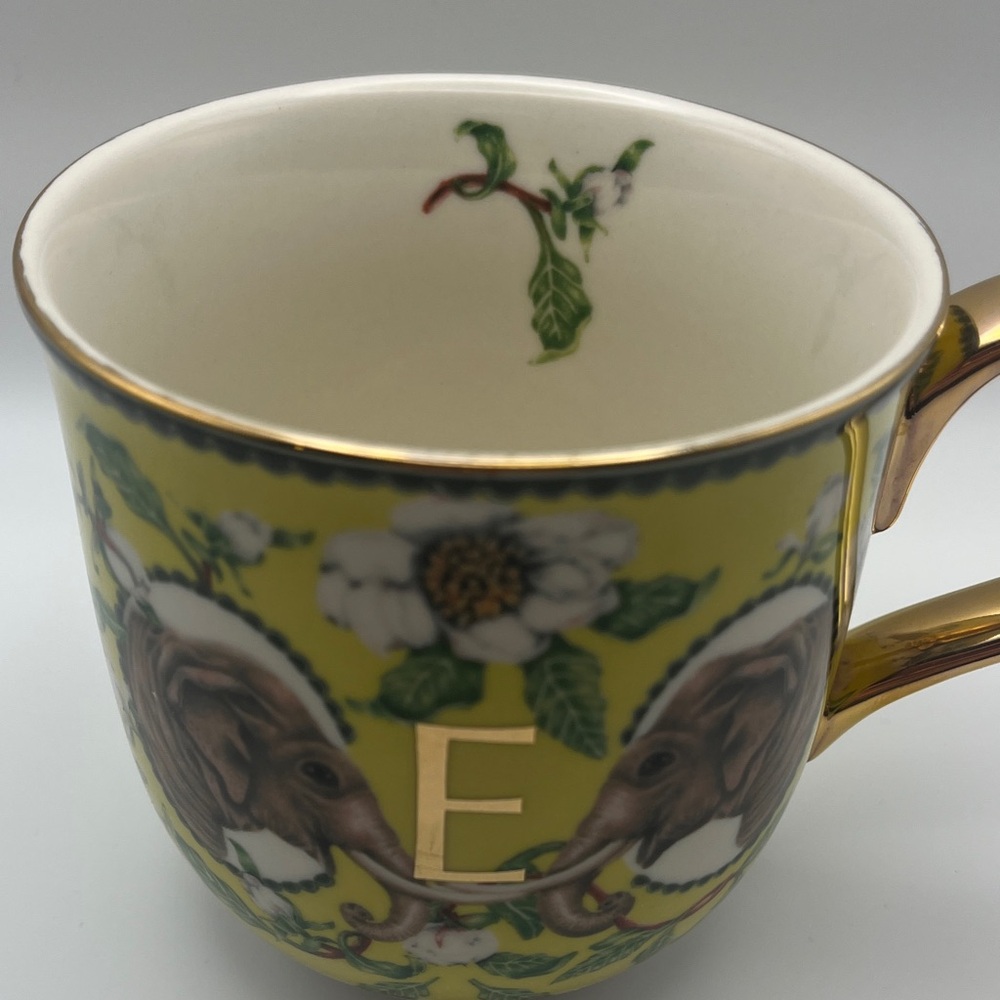 Anthropologie x Lou Rota “E” Elephant Mug with Gold Trim - Picture 14 of 14